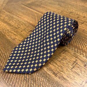 Angelo Bosani Neck Tie Mens Blue‎ Gold 100% Italian Silk Geometric Squares Italy